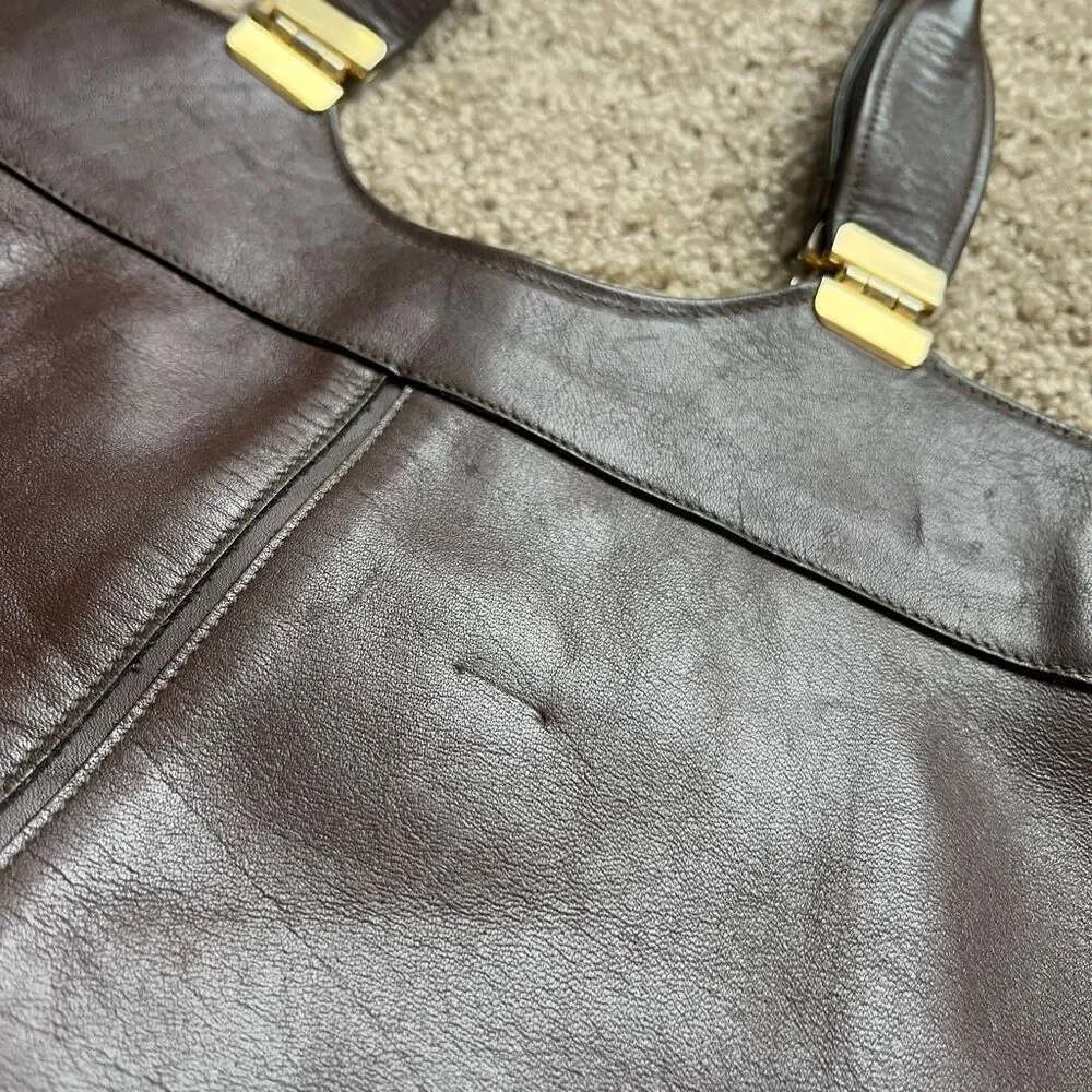 VTG 60s 70s Groskopf’s Brown Leather Top Handle Satchel Bag - Picture 9 of 16